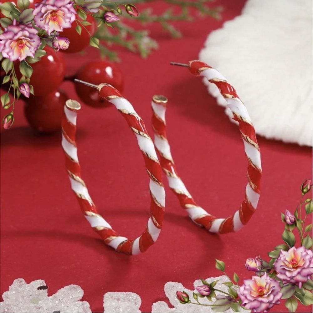 Christmas Candy Hoop Earrings‎
